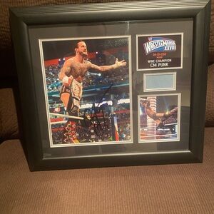 WWE Wrestlemania XXVIII 28 2012 Signed Plaque CM Punk Championship 15”x17”